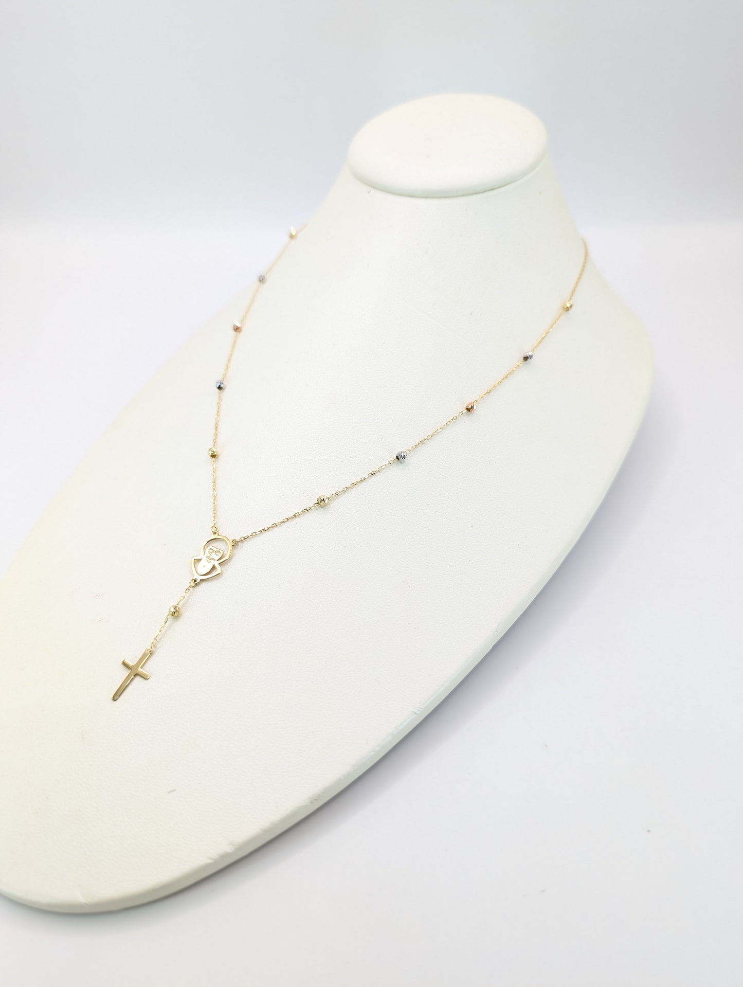Saint Charbel & Cross 18KT Gold Necklace