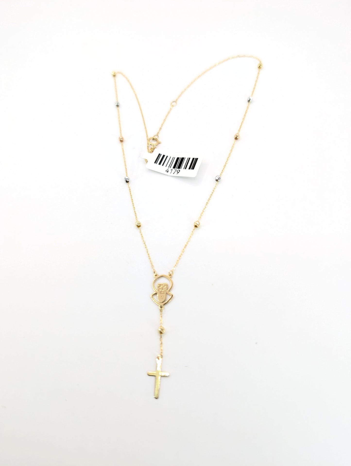 Saint Charbel & Cross 18KT Gold Necklace